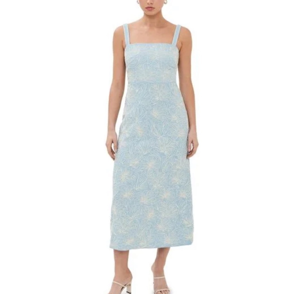 Veronica Beard Light Blue Floral Midi Dress
